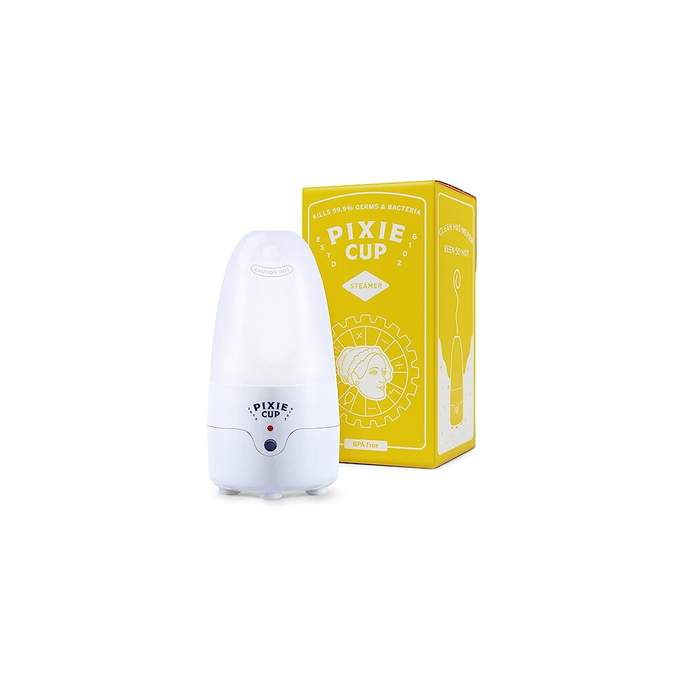Pixie Cup Pixie Menstrual Cup Steamer Sterilizer Cleaner - Kills 99.9% Of Germs With Steam - 3 Minutes And Your Period Cup Is Sterile! Automatic Timing And Shut