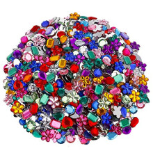 Acrylic Jewels Craft Supplies Gems Flat Back Rhinestones Gemstone for DIY Arts Crafts Decoration Multi-Colored 8 Shapes 1200 Pcs