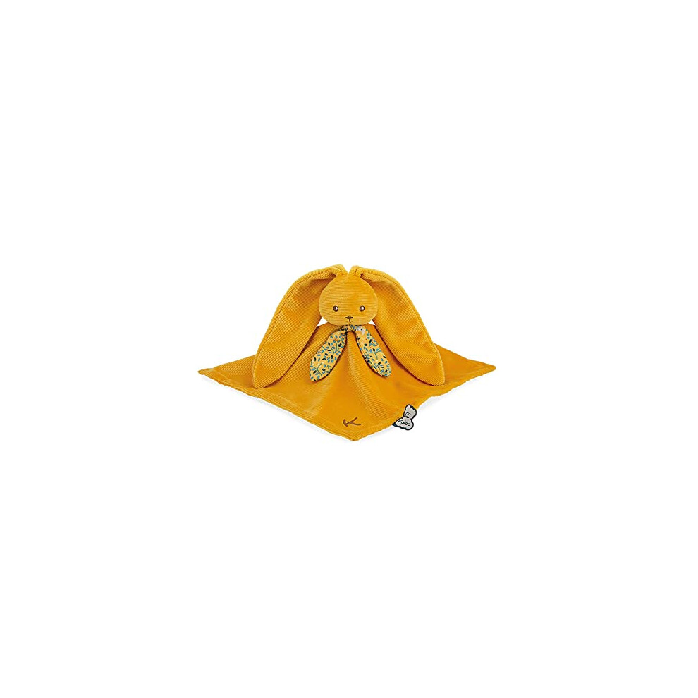Kaloo - Lapinoo - Rabbit Comforter - Babies' Plush - Ochre Colour - Square: 11.8"X11.8" / 30X30 Cm - Material: Ultra-Soft Cotton & Corduroy - Gift Box
