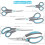 Scissors, Kitchen Scissors with Sharp Stainless Steel Blades and Soft Handles, Multifunctional Scissors Set, 5Pcs, Blue/Grey 6
