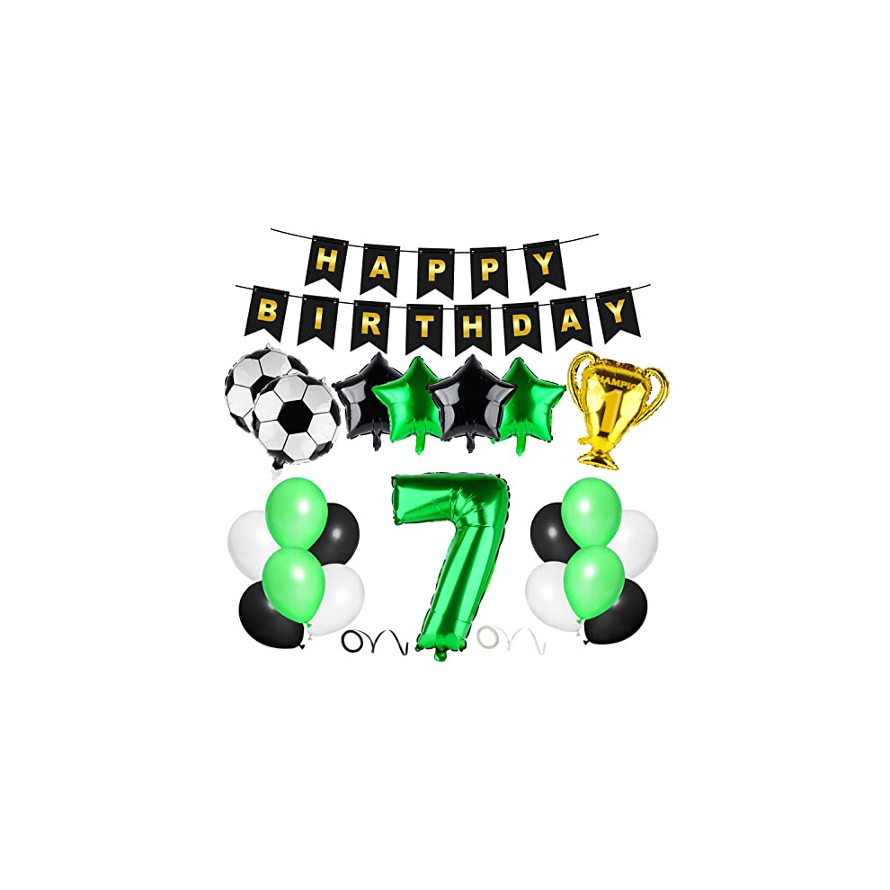 Football Balloon 7 Birthday Decoration Green 7th Birthday Decoration Boys Happy Birthday Garland Deco Balloons for Kids Boy Birthday Party Football