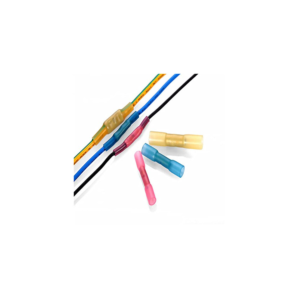 100PCS Heat Shrink Butt Connectors Solder Seal Terminals, Insulated Waterproof Marine Automotive Copper Wire Electrical Kits Electrical Wire Crimp