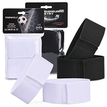 TOBWOLF 4 Stck Fuball-Schienbeinschoner, rutschfest, fr Sport, Fuball, Leggings, Schienbein, feste Riemen, Schwarz und Wei, Knchelschutz zum Tr
