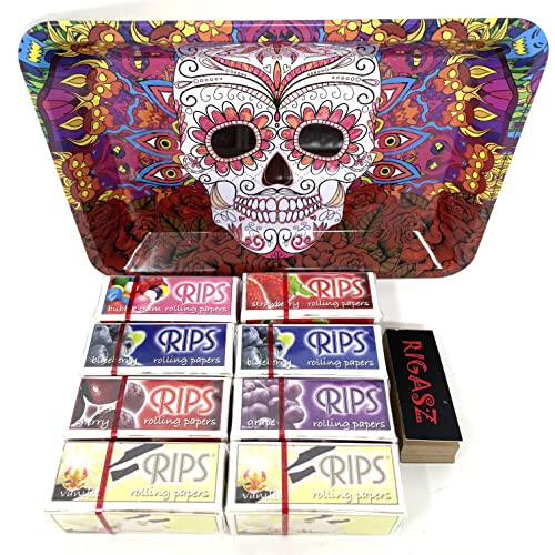 Reds Tips 8 Packs Rips Mixed Flavoured Slim Rolling Papers with DOD MINI Tray