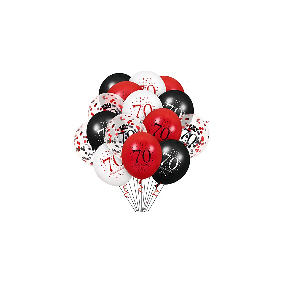 70th Birthday Balloons, 16Pcs Red Black Happy 70th Birthday Balloons, Red Black 70th Birthday Party Decorations Balloons for Women Men 70th Birthday,