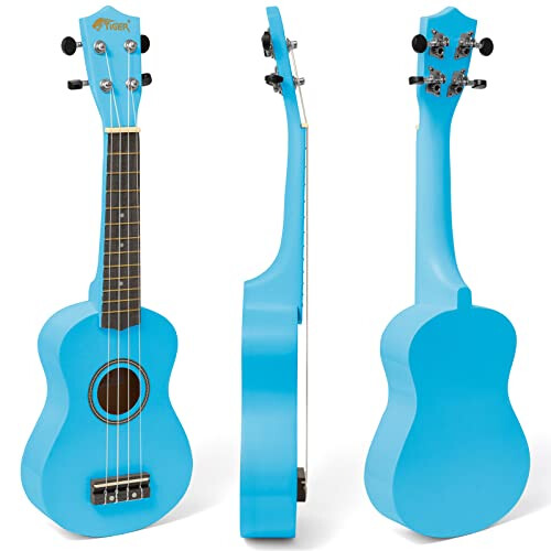 Soprano Ukulele Ukelele for Kids includes Gig Bag, Felt Pick, Spare Strings - Blue - TIGER UKE7-BL 1