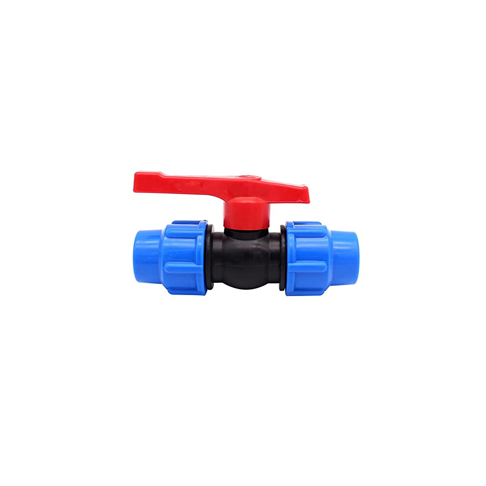 Ball Valve Connector, 32Mm Mdpe Irrigation Pipe Fittings Valve, Plastic Ball Valve Shut-Off Stop Tap Valve For Water Pipe Compression Fittings 714477708030