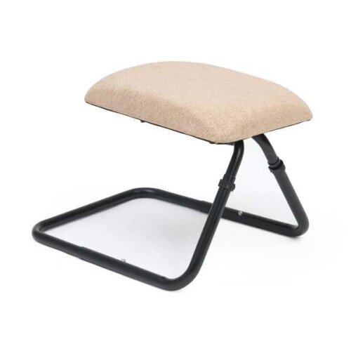 Adjustable Footstool, Beige Chenille Fabric Beige Chenille Fabric / Black Frame 2