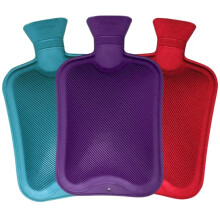Pack of 3 Hot Water Bottles - x3 Natural Rubber 2 Litre Hot Water Bottles - Perfect Hot Water Bag for Pain Relief (Red, Blue & Purple)