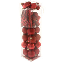 72-Piece Shatterproof Deluxe Variety Christmas Tree Baubles Decoration Pack - Red, Red
