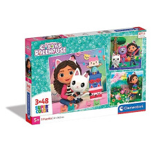 25295 Gabby's Dollshouse Supercolor Dollhouse-3x48 Pieces (3 Included), Jigsaw Kids Age 5, Puzzle Cartoon, Made in Italy