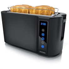 - 4 Slice Long Slot Toaster - Touch Panel - Remaining Time Display - Double Wall Housing – with Warming Rack – 7 Browning Settings – Auto Bread