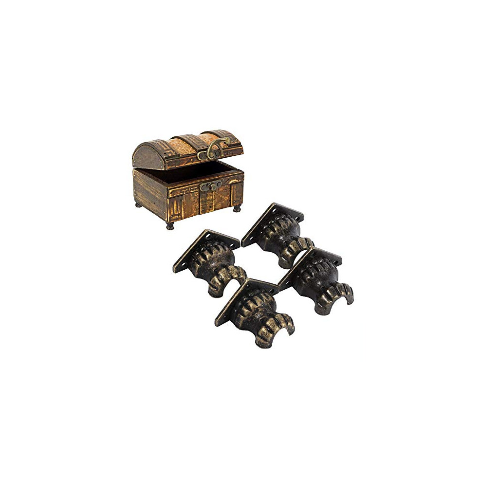 4Pcs Leg Corner Protector, Zinc Alloy Bronze Antique Brass Wood Case Jewelry Chest Storage Box Feet Leg Decoration Corner Protector Hardware (1.3 X 1 738682460057