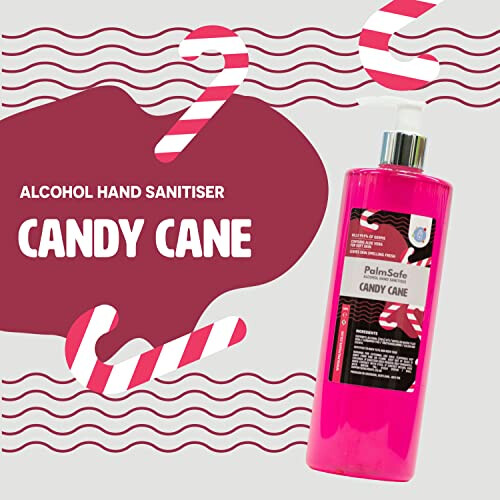 Palm Safe Candy Cane Alcohol Hand Sanitiser 500 ml Pump Bottle 1