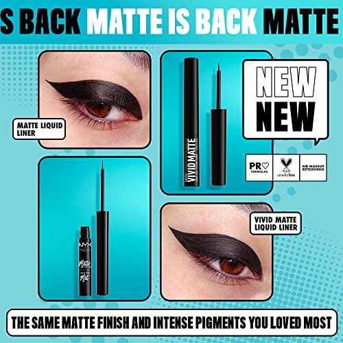 NYX Professional Makeup Vivid Matt Flüssig-Eyeliner, 01 Schwarz 1