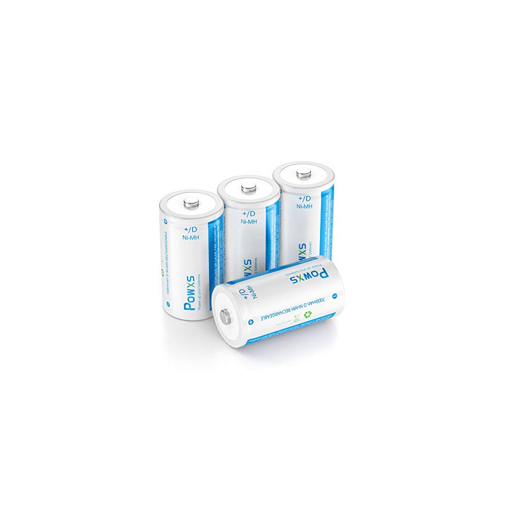 D Cell Rechargeable Batteries, High capacity Long-Lasting Low Self-discharge Pre-Charged 10000mAh 4 Pack NiMH D Batteries