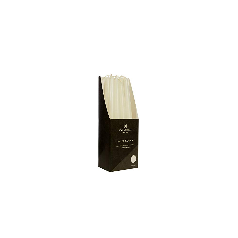 Unscented 25 cm Tapered Dinner Candle Chalk, Box of 12, White, 25cm