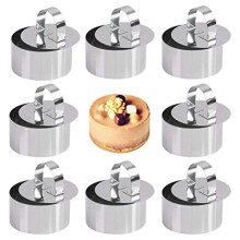Set of 8 Round Cake Mold Stainless Steel Cake Mousse Mold Cake Ring Set Including 8 Rings and 8 Food Presses