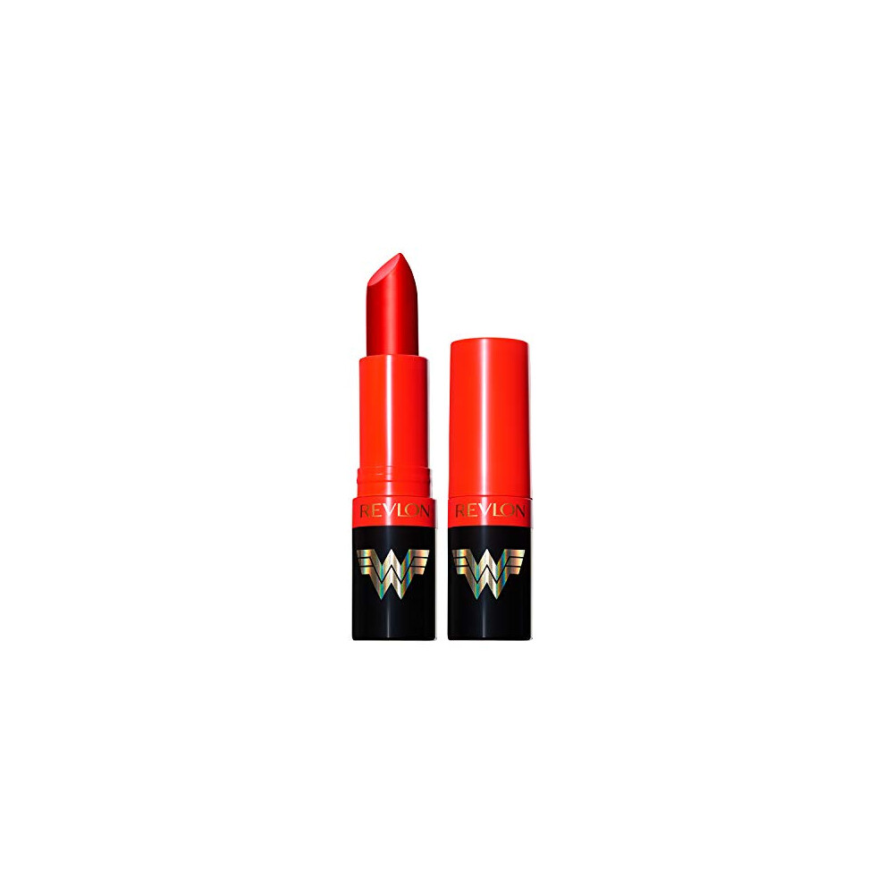 x WW84 Wonder Woman Super Lustrous Lipstick with Vitamin E and Avocado Oil, Matte Lipstick in Red, 002 Super Heroine