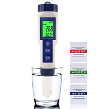 5 In1 LCD Digital PH Meter Water Waterproof Quality Tester Chlorine Tester Soil Testing Kit for Garden with Automatic Temperature Compensation -