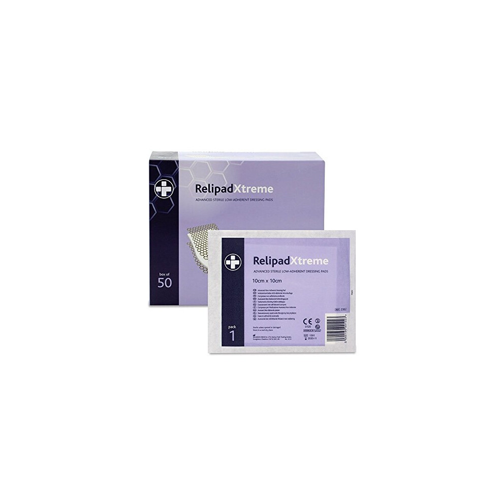 Reliance Medical Sterile Relipad Xtreme Low Adherent Dressing Pads, 10 Cm Length X 10 Cm Width Box Of 50