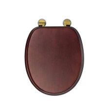 WL515202 Moulded Wood Mahogany Effect Toilet Seat, Brass Hinges, 48 x 38 x 7 cm