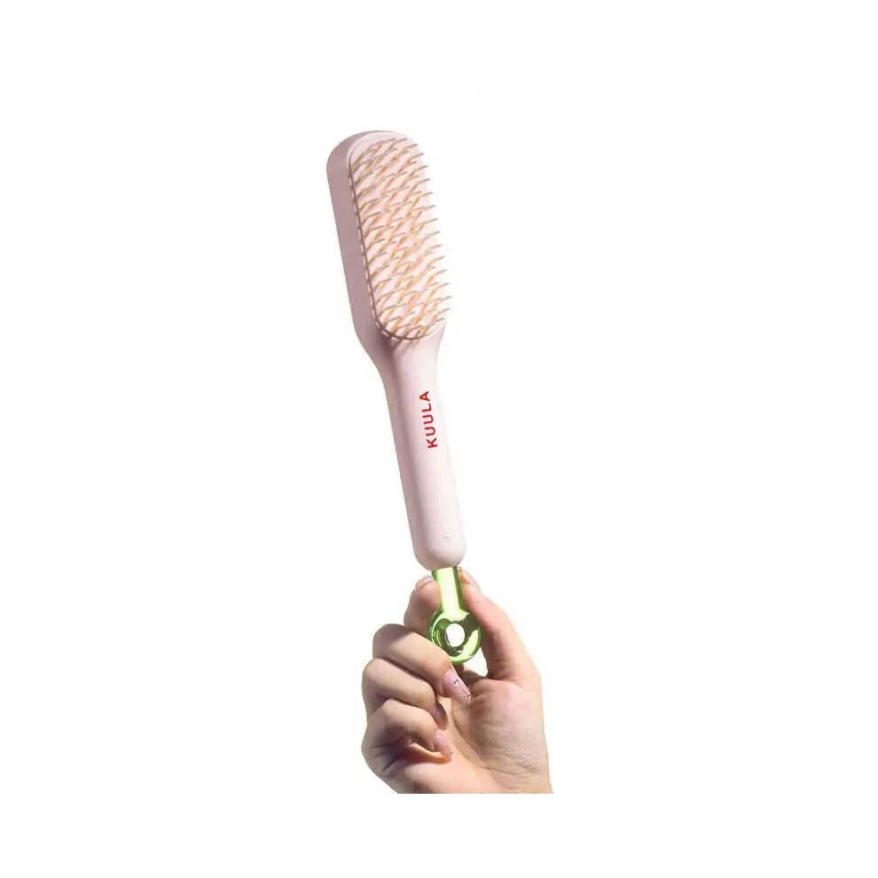 (pink) Self-Cleaning Anti-Static Massage Comb Retractable Comb Self-cleaning Hair Brush Anti-static Massage Comb for Women Smooth Hair