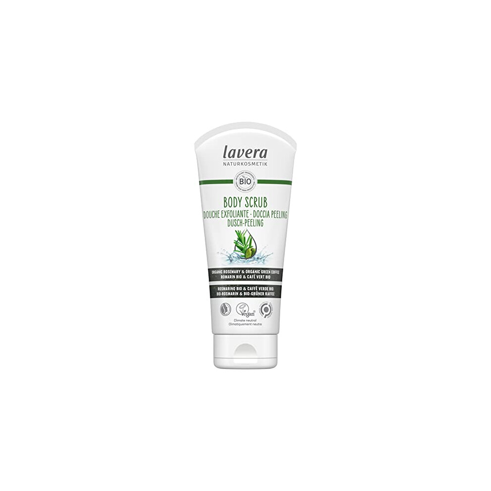 Lavera Body Scrub - Gently Removes Dead Skin Cells - Natural Cosmetics - Vegan - With Organic Rosemary And Organic Green Coffee -Silicone-Free - 1 X 200 Ml