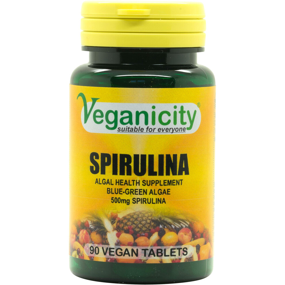 Veganicity Blue/Green Spirulina 500Mg : - Algae Supplement : 90 Tablets, In A Planet-Friendly 99% Recycled Pot