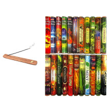 Krishan incense sticks Series 5, incense sticks multipack with Wooden Incense Holder (20 stick x 12 Hexa Pack = 240 Sticks), Positive vibes incense