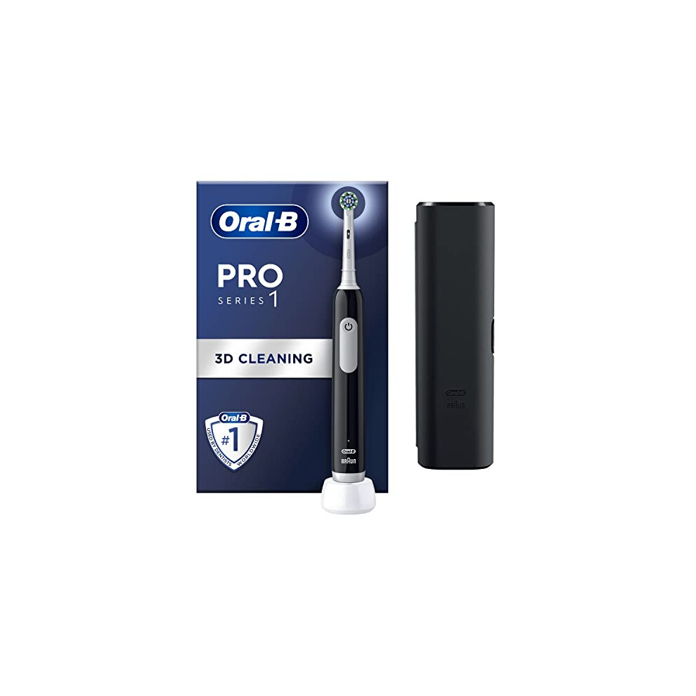 Pro 1 Electric Toothbrush With 3D Cleaning, Gifts For Women / Men, 1 Toothbrush Head & Travel Case, Gum Pressure Control, 2 Pin UK Plug, Black