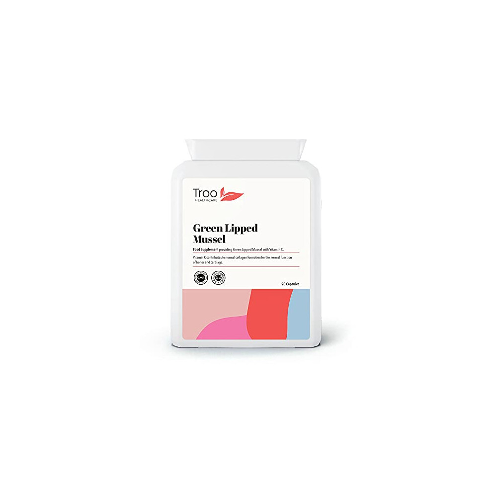 Troo Health Care Green Lipped Mussel Supplement 500Mg - 90 Capsules - New Zealand Sourced Co2 Extracted For Maximum Lipid Content - Enhanced With Vitamin C For