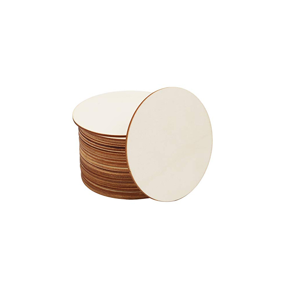 25 Pack Wooden Unfinished Round Circles - 10cm/3.94 Inches with 2mm Thickness - Plain Natural Blank Wood Discs Slices Cutouts for Crafts, Coasters,