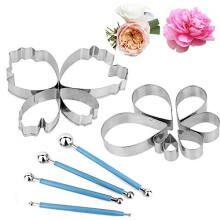 Cake Decorating Flower Modelling Mold Kit,4 Pcs Metal Ball Fondant Tool, 7 Pcs Rose Petal Cutter 4 Pcs Peony Flower Cutter Cake Cookie Cutters