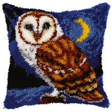 - Latch Hook Cushion Kit - Owl - Printed Canvas - 4.5 Count - for Adults - 4139