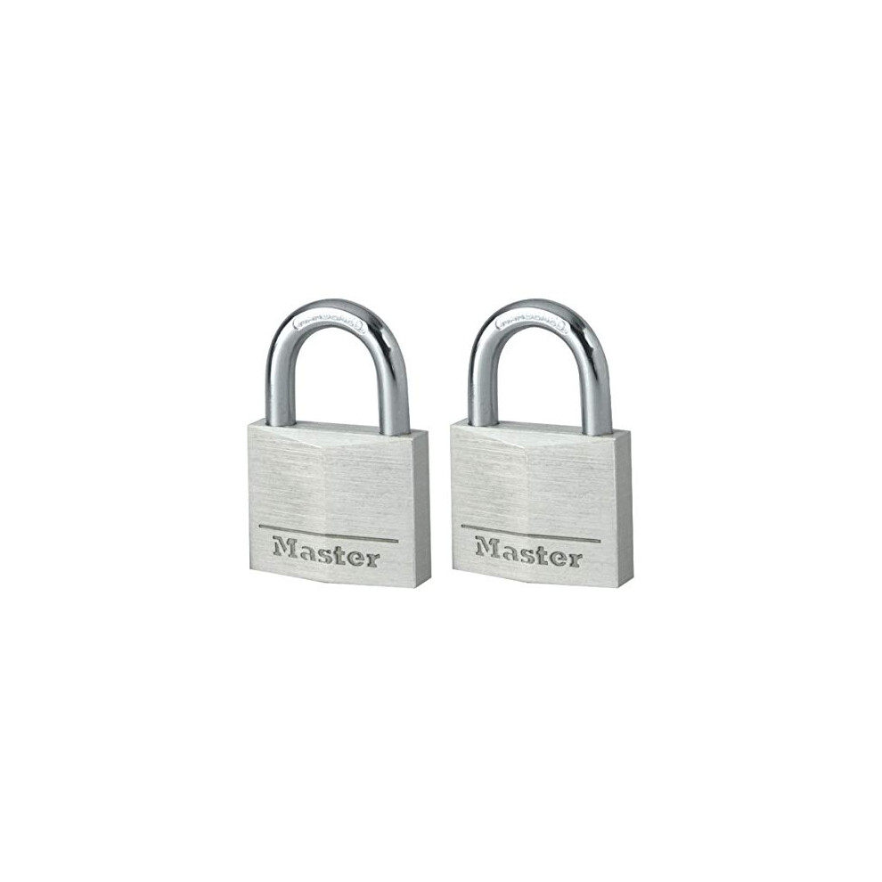 9140EURT Pack of 2 Key Padlocks in Aluminium, Grey, 4 x 5.9 x 1.3 cm