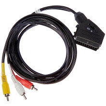50364 Adapter Cable, Scart to Composite Audio/Video, In/Out, Black, 2 m Cable Length