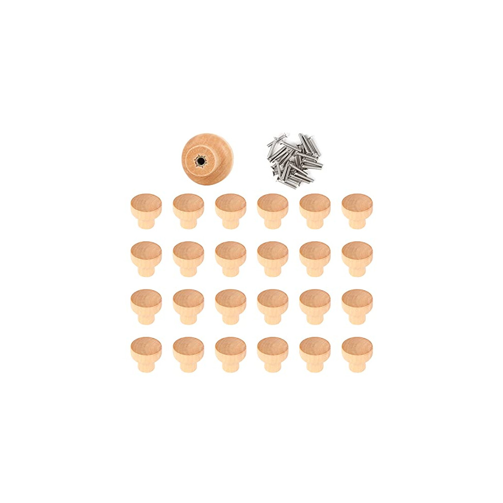 25PCS Wooden Knobs Wooden Round Drawer Knobs Wood Drawer Pulls Wood Cabinet Handles with 25PCS Screws for Drawer Door Shoesbox Furniture(2.82.5cm)