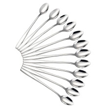 12Pcs Latte Spoon Stainless Steel Long Handle Coffee Spoons Sliver Long Handled Teaspoons for Latte Milkshake Iced Hot Drink Dessert, (A007)