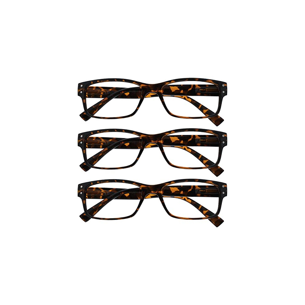 The Reading Glasses Company Brown 3 Pack Mens Tortoiseshell Large Designer Style Readers Spring Hinges Rrr11-2 +3.00