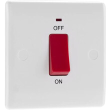 874-01 Double Pole Cooker Control Unit with a Power Indicator, 45 Amp, White