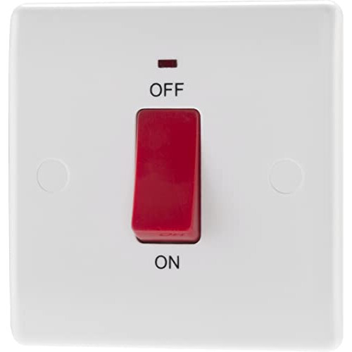 874-01 Double Pole Cooker Control Unit with a Power Indicator, 45 Amp, White 2
