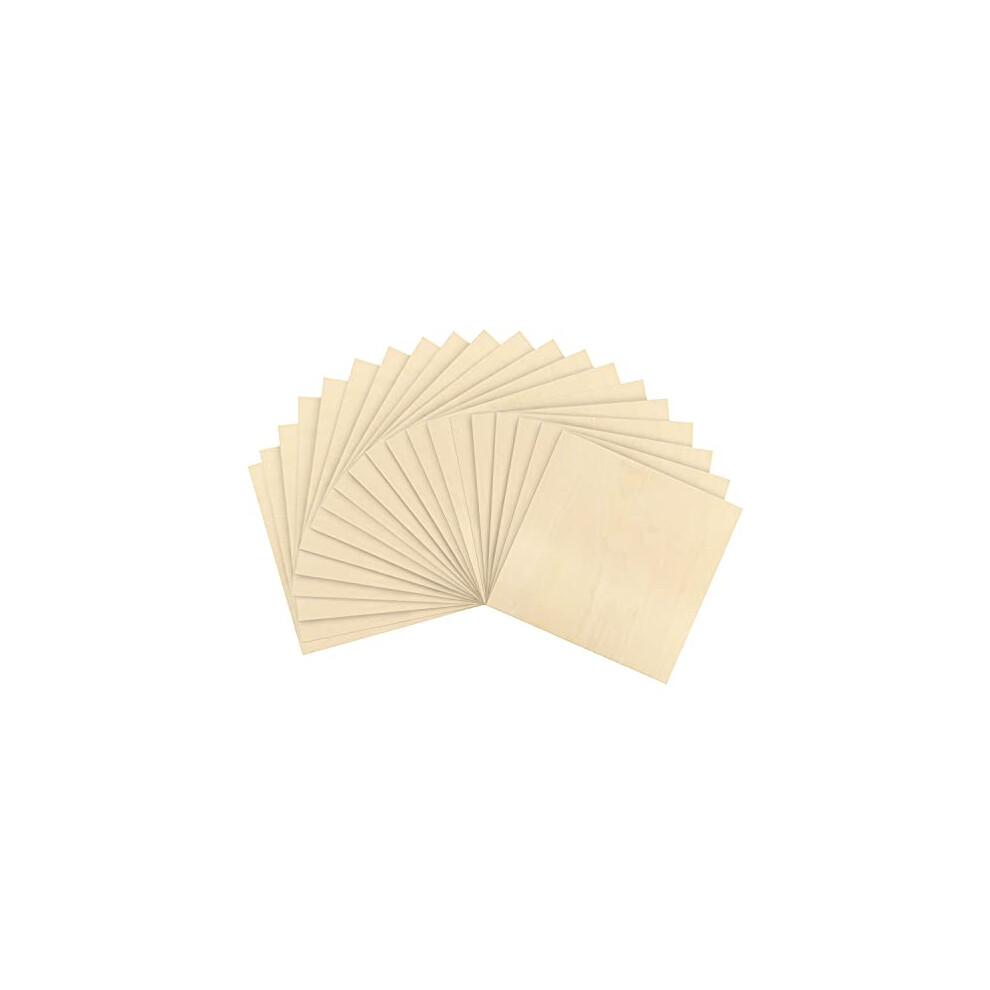 3mm Birch Plywood Sheets (20 Pack) - 30 x 30cm/12 x 12 Inches- Unfinished DIY Wood Craft Project Ply Board - Perfect for Laser Cutting, Painting,