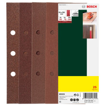 2607019501 25 Sanding Sheet Set for Orbital Sanders, B&D Hole, 60-240 Grit, 93x230mm