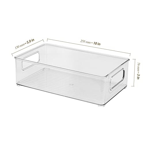 Set of 4 Clear Fridge Organisers Bins, Stackable Fridge Storage Organiser with Handle, Plastic Kitchen Pantry Organiser Boxes Storage Container for 1