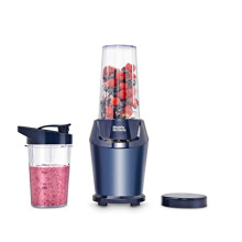 Compact Blender, included Cups with Lids, Double-action Blades, 3 Pre-settings, Overheat Protection, Dishwasher Safe, 1000w, Midnight Blue, 403060