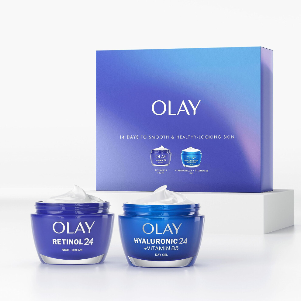 Olay Cream Skincare Gift Set: Hyaluronic Acid Face Moisturiser + Retinol 24 Night Skin Care Christmas Gifts For Women With Niacinamide, For Smooth &