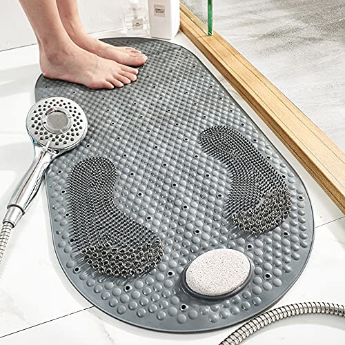 Shower Mats with Removable Pumice Stone, Bathtub Mat 80x40cm PVC Bath ...