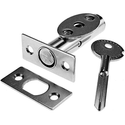 2pcs Security Door Bolts with Fitting and Key Secure Deadbolt Lock Silver 1