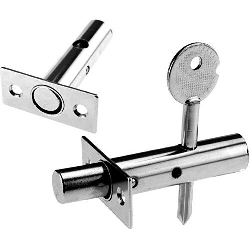 2pcs Security Door Bolts with Fitting and Key Secure Deadbolt Lock Silver 2